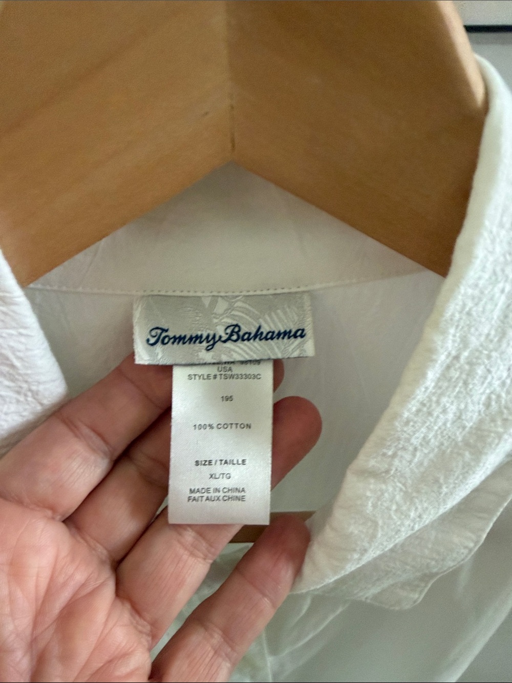 Tommy Bahama White Long-Sleeve Oversized Crinkled Cotton Button Down Shirt Sz XL - Picture 2 of 7